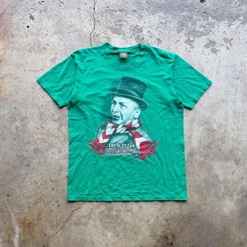 Vintage 90s Logotel Three Stooges Eben-Eezer Stooge Christmas Green T-Shirt L